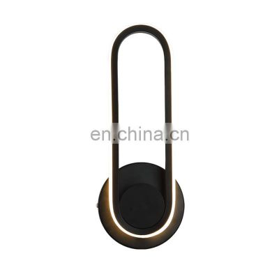 Modern Oval Metal Rotatable Wall Lamp Black Gold Simple LED Decorative Wall Light