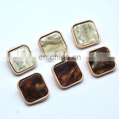 Metal Alloy Resin Acid Ladies Fashion Coat Custom Square Shank Buttons