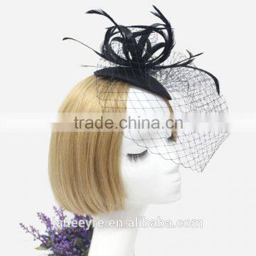 Hair Accessories Hair Clip With Feather and Veil Fascinator Hat photo-3