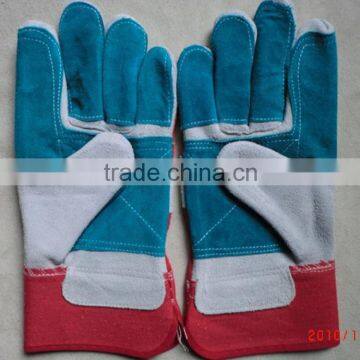 Reinforcement cow split leather working gloves, safety working leather gloves