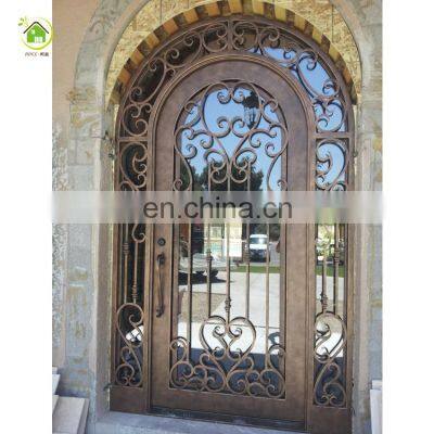 Design of American luxury decorative safety door wrought iron gate arch design