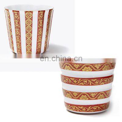 Gold Patterns Stripe Kutani Porcelain Multiple Usages Cold Tea Cup For Drinks