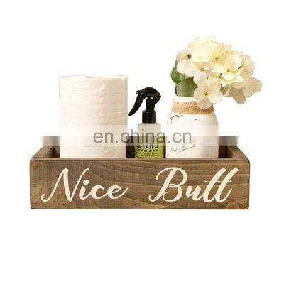 Nice Butt Wood Rustic Home Decor Box for Bathroom Toilet Paper Holder