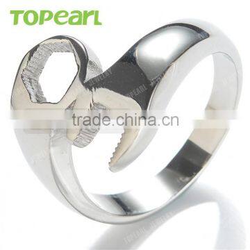 Topearl Jewelry Wholesale New Design Biker Stainless Steel Wrench Ring for Men MER133