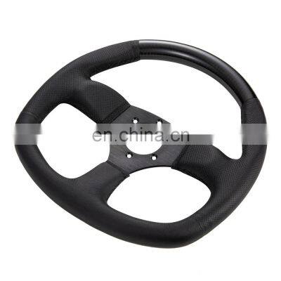 Univeral 13''/330mm Perforated Leather Race Steering Wheel, Classic Flat Carbon Steering Wheel photo-3