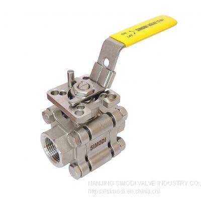 3-pc 2000psi NPT ISO 5211 DIRECT MOUNTING PAD CF8M BALL VALVE