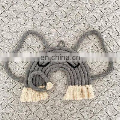 Hot Sale Elephant Macrame Rainbow Nursery Wall Hanging, Boho Safari Nursery Decor, Baby Room Decor photo-3