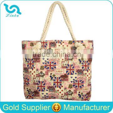 New Union Jack Bag Union Jack Print Canvas Rope Handle Beach Bag Wholesale