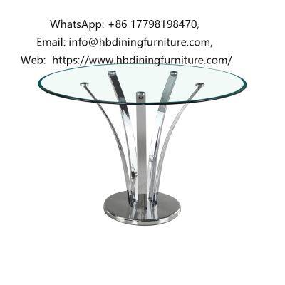 Luxury Rectangular Glass Top Metal Base Dining Table