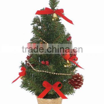 45cm Mini Artificial Christmas Tree with Rattan Bottom - Colored Desk -Top Decoration