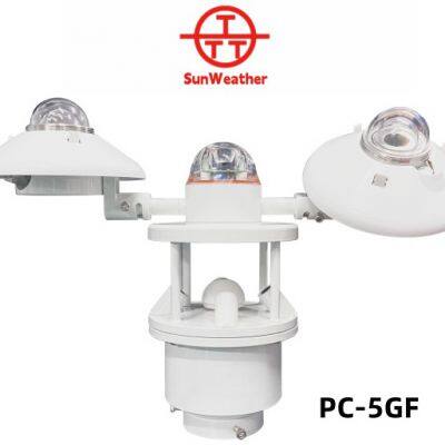 PC-5GF Automatic Weather Station Ultrasonic for Wind Speed Direction Temp Humidity Pressure Rainfall Solar Irradiance Component Temperature 9-in-1