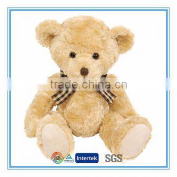 Hot sales cute handmade stuffed plush toy bear with ribbon