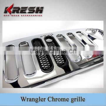 Hot sell Auto chrome front mesh grille for wrangler JK, chrome grille for 4X4 SUV