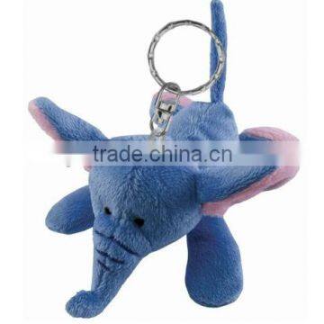 mini elephant key chain/plush elephant metal keychain/plush elephant keychain