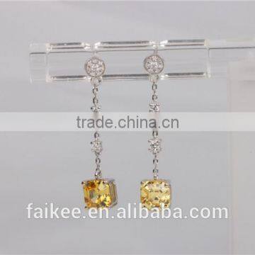 Simple Design Handmade Crystal Earrings Zirconia Silver