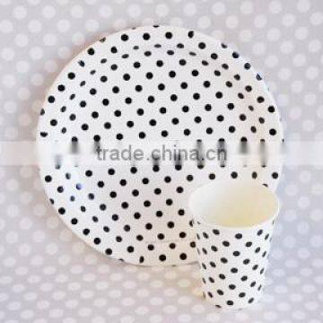 Black and White Dot Tableware Collection Paper Plates Dessert Plates