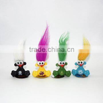 Hot selling cheap small plastic troll doll 3D hair figurines for promotion