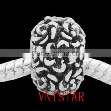 Vnistar hot antique silver plated flower raised metal bead fot for european bracelet jewelry PBD1858