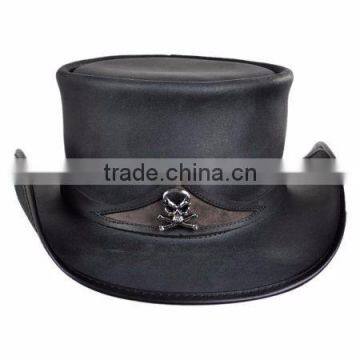 2015 FASHION STYLISH BROWN BLACK GENUINE LEATHER PALE RIDER TOP HAT FOR MENS