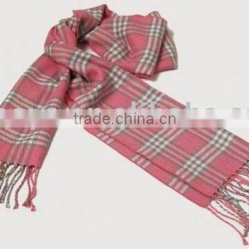 Check wool narrow scarf