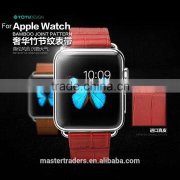 Original TOTU Bamboo Joint Pattern Genuine Leather Watch Band Wrist Strap For 38MM Apple Watch MT-3785