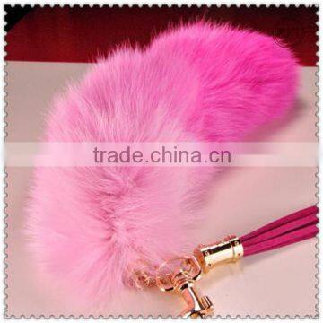 Fluffy and Luxury Color Fox Tail With Golden Color Metal Chain photo-3