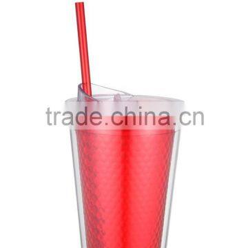 Double Wall Plastic Cold Cup Travel Tumbler 16 Oz With Straw Bpa Free private label best selling products in america