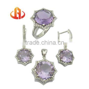 New arrival natural amethyst silver jewelry set