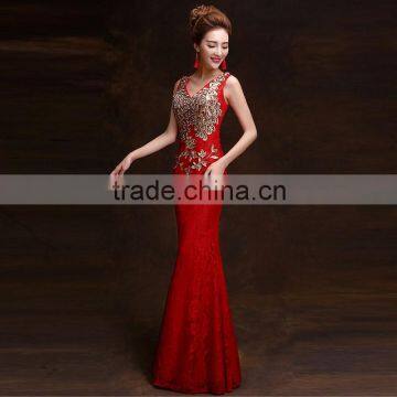 Women's Red V-Neck Print Floor-Length Dress photo-2