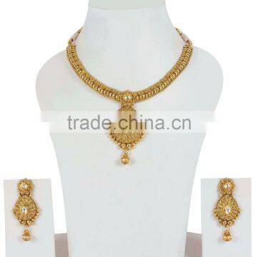 Indian Traditional Antique Look Gold Polish Necklace For Women photo-2
