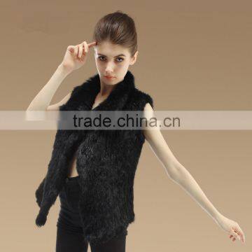 100% Real new fashion kintted rabbit fur Vest for lady