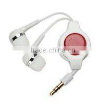 retractable 3.5mm stereo in-ear earbud headset earphone