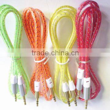 DC3.5 flat transparent Pattern metal cable /4 colors