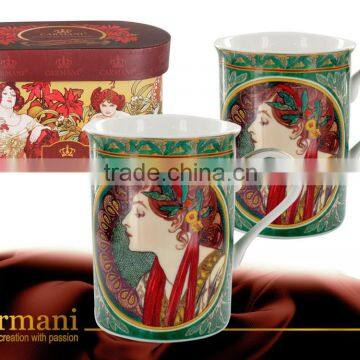 CARMANI Set of two mugs with ALFONS MUCHA design