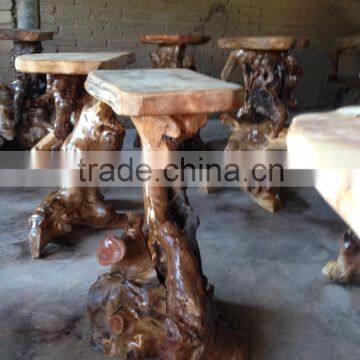 2016 Best Sale Flower Stand Handly Carved Wooden Root Flower Stand