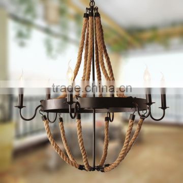 Frence Empire Rope 6-ARM Handmade Preparation Hemp Rope Vintage Candlestick Style Rope Handmade Lamp