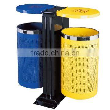 double round iron metal park outdoor garbage trash bin