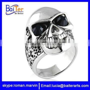 Vintage Men's Titanium Steel Skull Ring,316L Stainless Steel Skull Ring for Men