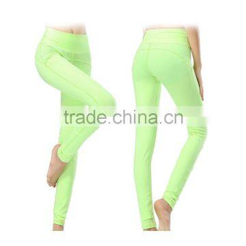 Custom ladies dry fit sexy comfortable hot sell fluo green yoga pants