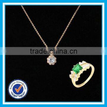 Artificial crystal gold ring necklace 2pcs set fineness gem jewelery