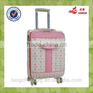 lady pink color alibaba four wheel bag