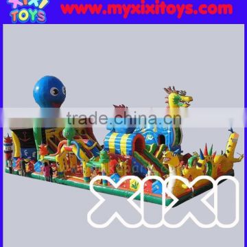 Cute animal cartoon cheap inflatable funland for kids