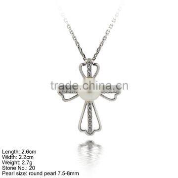 PPA2-009 925 Silver Pandent cross silver pendant with pearl