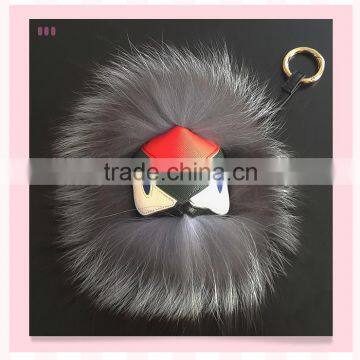 Little Monster fox fur key pendant 100% Real Genuine Rex rabbit Furs Keychain Pendant Bag Car Charm Tag Cute Mini Rabbit