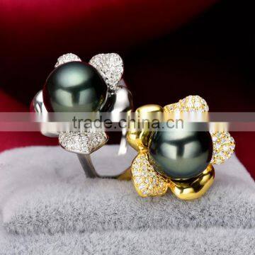 High Luster 8-9mm Black Pearl Ring Designs for Wholesale photo-4