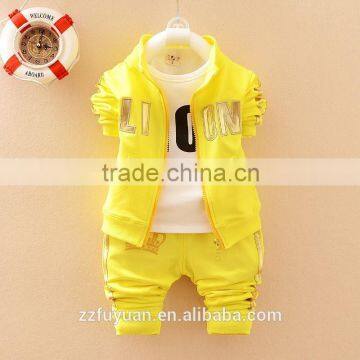 2015 autumn hot sale 3pcs boy long sleeve coat sets