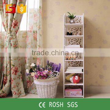 China eco-friendly multiple white wood bookcase with ladder for living room furniture