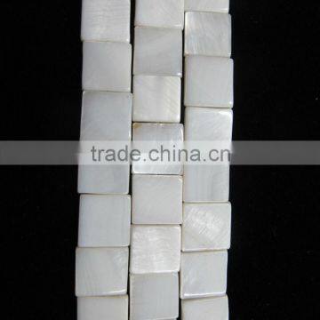 White Shell Beads Flat Square