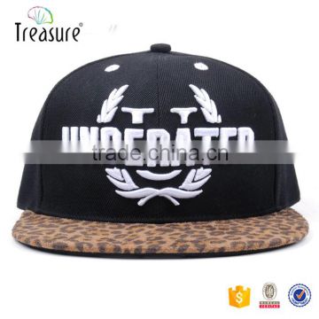 Fashion popular black 100% acrylic leopard brim snapback