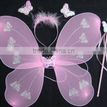 Multicolor Kids Halloween Butterfly Angel Wings Headband Magic Wand Set